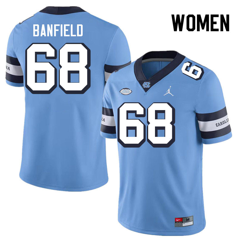 Women #68 Aidan Banfield North Carolina Tar Heels College Football Jerseys Stitched-Throwback